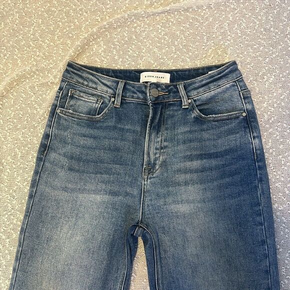 RISEN Shadow Hem High Rise Distressed Straight Leg Jeans 9 29 - Picture 6 of 15